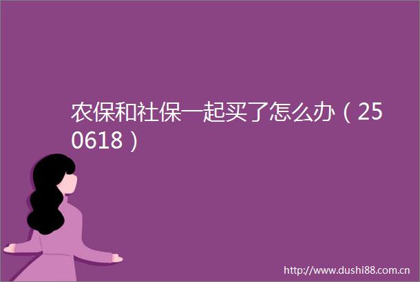 农保和社保一起买了怎么办（250618）