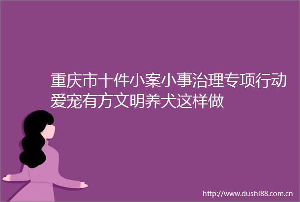 重庆市十件小案小事治理专项行动爱宠有方文明养犬这样做