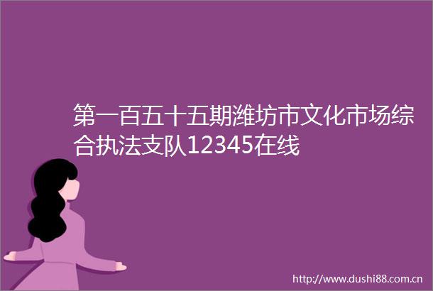 第一百五十五期潍坊市文化市场综合支队12345在线