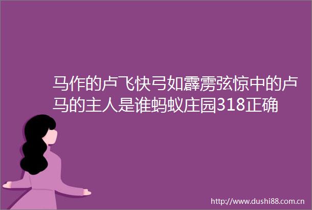 马作的卢飞快弓如霹雳弦惊中的卢马的主人是谁蚂蚁庄园318正确答案