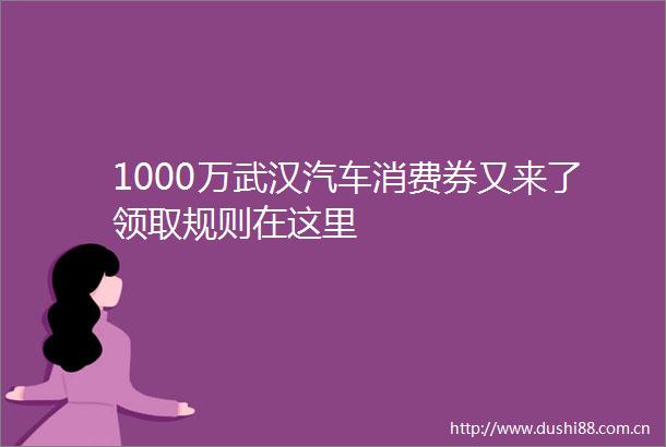 1000万武汉汽车消费券又来了领取规则在这里