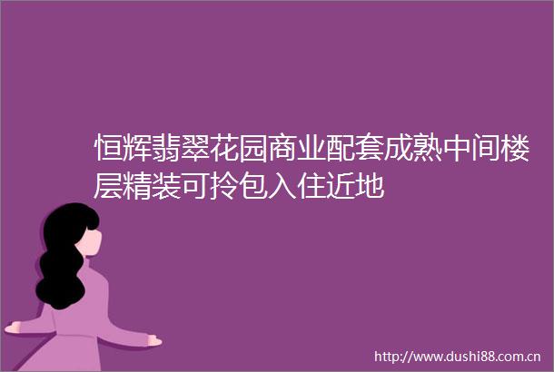 恒辉翡翠花园商业配套成熟中间楼层精装可拎包入住近地