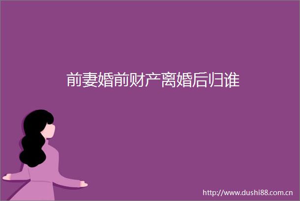 前妻婚前财产离婚后归谁