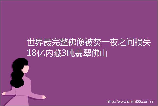 世界最完整佛像被焚一夜之间损失18亿内藏3吨翡翠佛山
