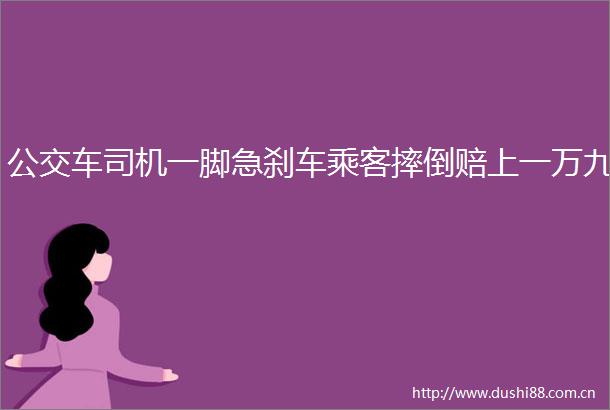 公交车司机一脚急刹车乘客摔倒赔上一万九