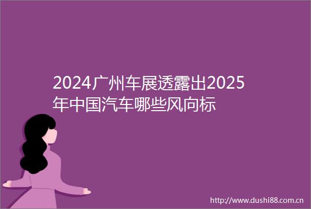 2024广州车展透露出2025年汽车哪些风向标