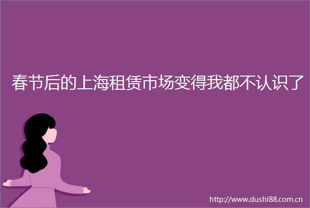 春节后的上海租赁市场变得我都不认识了
