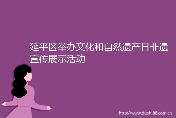 延平区举办文化和自然遗产日非遗宣传展示活动