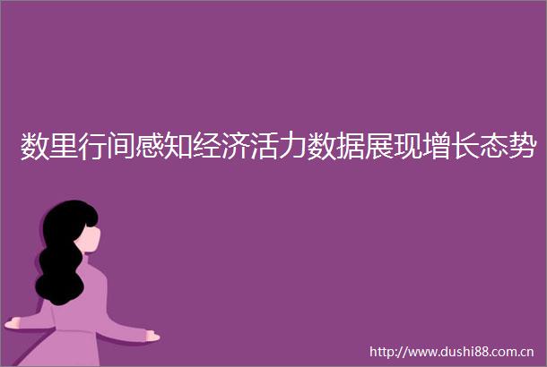 数里行间感知经济活力数据展现增长态势