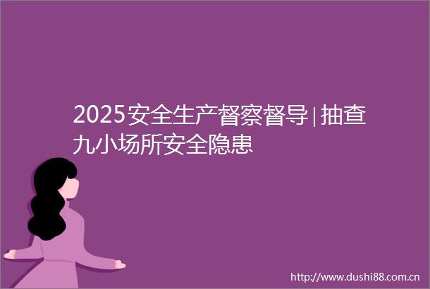 2025安全生产督察督导∣抽查九小场所安全隐患