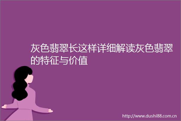 灰色翡翠长这样详细解读灰色翡翠的特征与价值