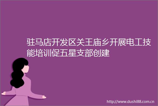 驻马店开发区关王庙乡开展电工技能培训促五星支部创建
