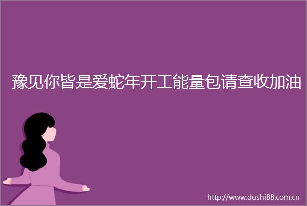 豫见你皆是爱蛇年开工能量包请查收加油