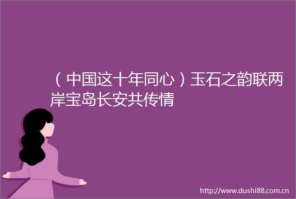 （这十年同心）玉石之韵联两岸宝岛长安共传情