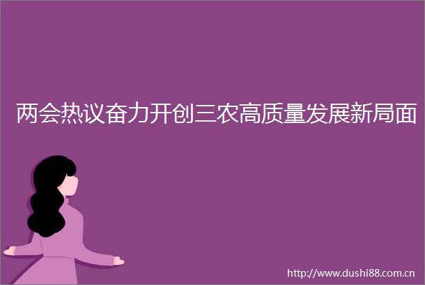 两会热议奋力开创三农高质量发展新局面