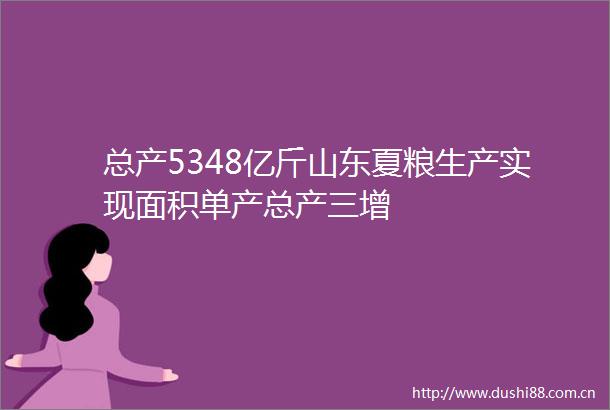总产5348亿斤山东夏粮生产实现面积单产总产三增