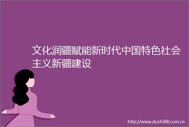 文化润疆赋能新时代特色社会主义新疆建设