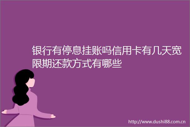 银行有停息挂账吗信用卡有几天宽限期还款方式有哪些