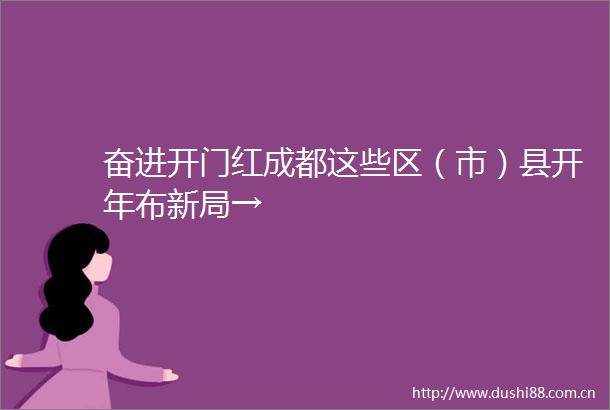 奋进开门红成都这些区（市）县开年布新局→