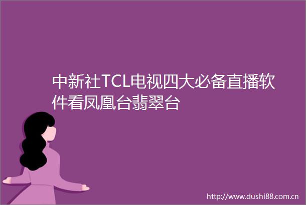 中新社TCL电视四大必备直播软件看凤凰台翡翠台