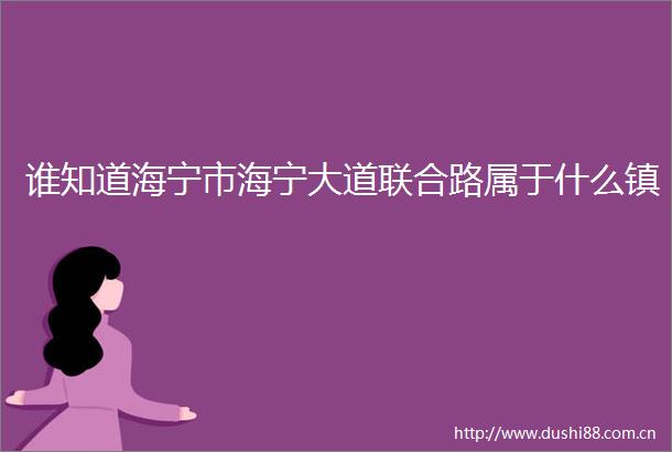 谁知道海宁市海宁大道联合路属于什么镇