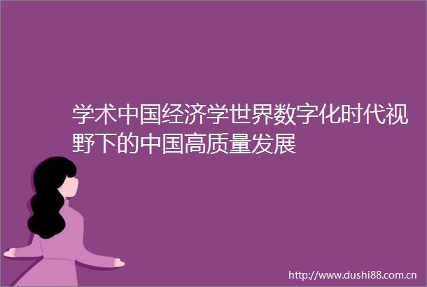 学术经济学世界数字化时代视野下的高质量发展