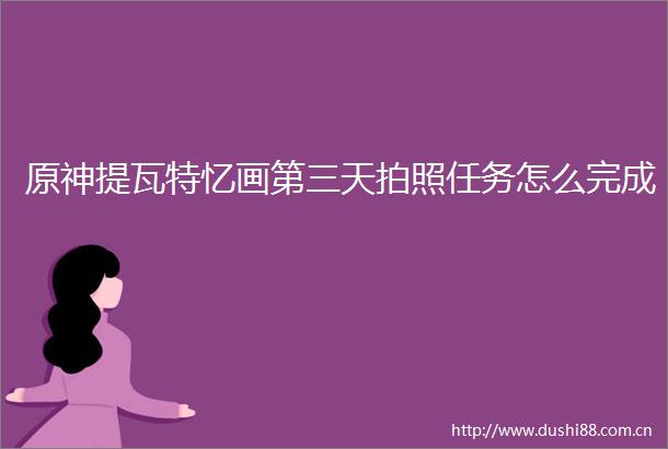 原神提瓦特忆画第三天拍照任务怎么完成