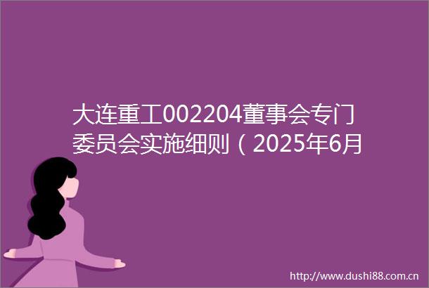 大连重工002204董事会专门委员会实施细则（2025年6月）