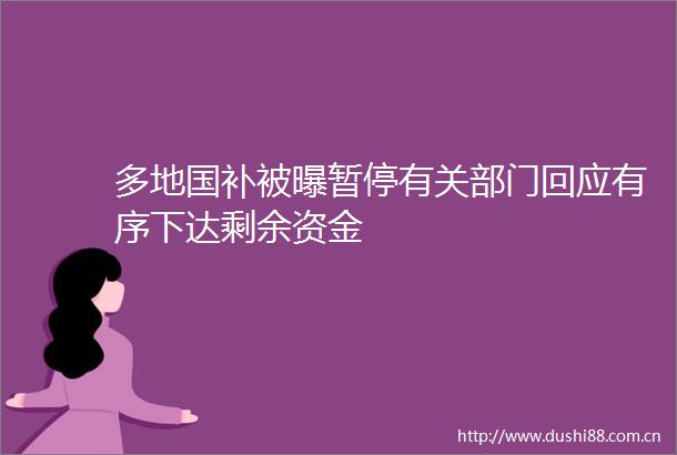 多地国补被曝暂停有关部门回应有序下达剩余资金