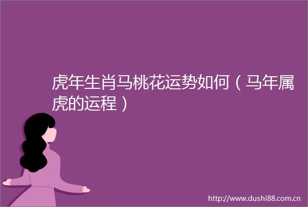 虎年生肖马桃花运势如何（马年属虎的运程）