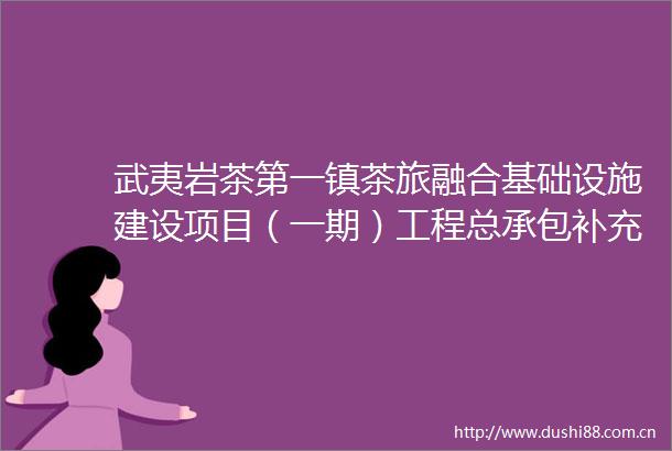 武夷岩茶第一镇茶旅融合基础设施建设项目（一期）工程总承包补充通知（第01号）