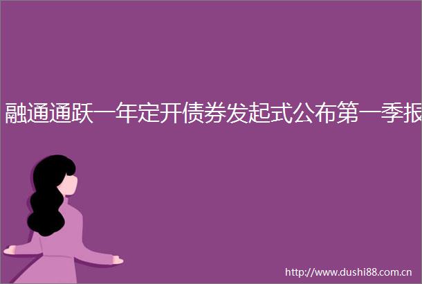 融通通跃一年定开债券发起式公布第一季报