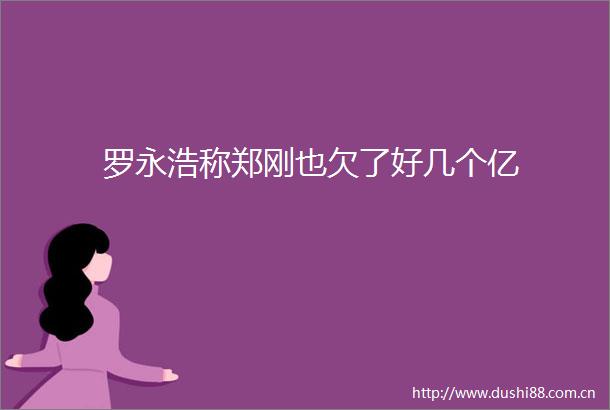 罗永浩称郑刚也欠了好几个亿