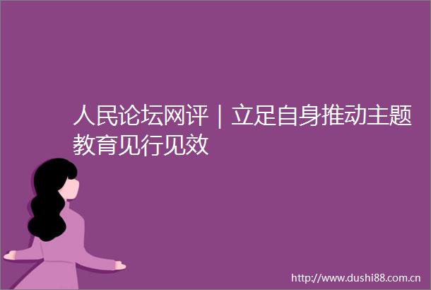 论坛网评｜立足自身推动主题教育见行见效