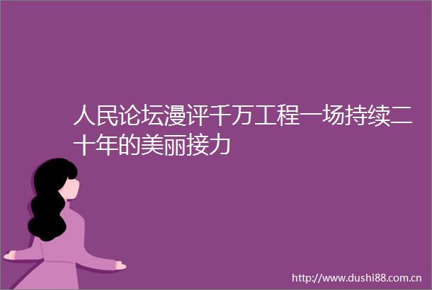 论坛漫评千万工程一场持续二十年的美丽接力