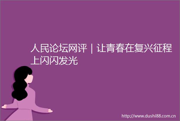 论坛网评｜让青春在复兴征程上闪闪发光