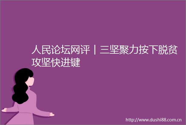 论坛网评︱三坚聚力按下脱贫攻坚快进键