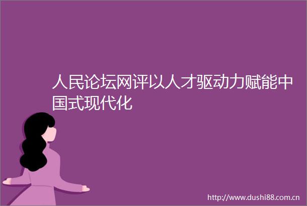 论坛网评以人才驱动力赋能式现代化