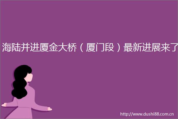 海陆并进厦金大桥（厦门段）最新进展来了