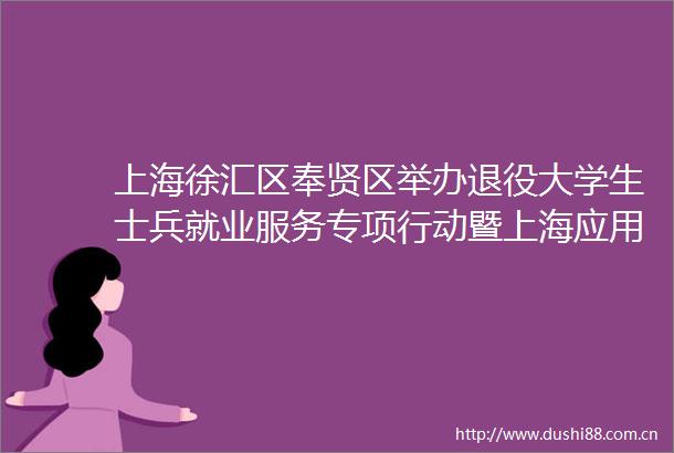 上海徐汇区奉贤区举办退役大学生士兵就业服务专项行动暨上海应用技术大学专场招聘会