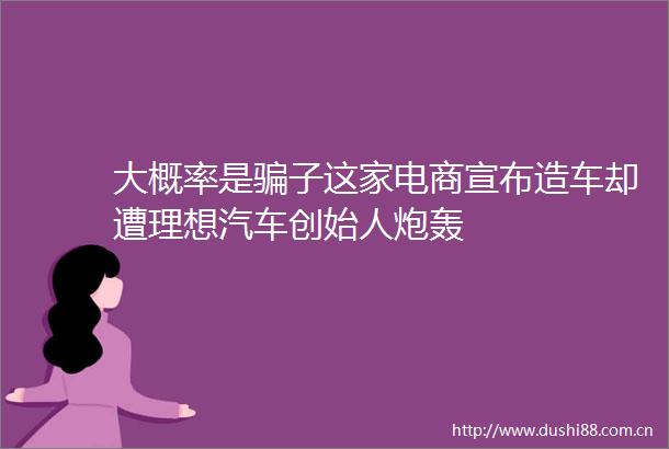 大概率是子这家电商宣布造车却遭理想汽车创始人炮轰
