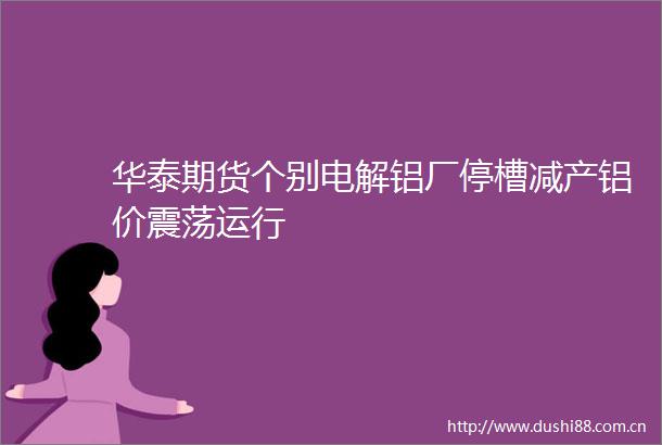 华泰期货个别电解铝厂停槽减产铝价震荡运行