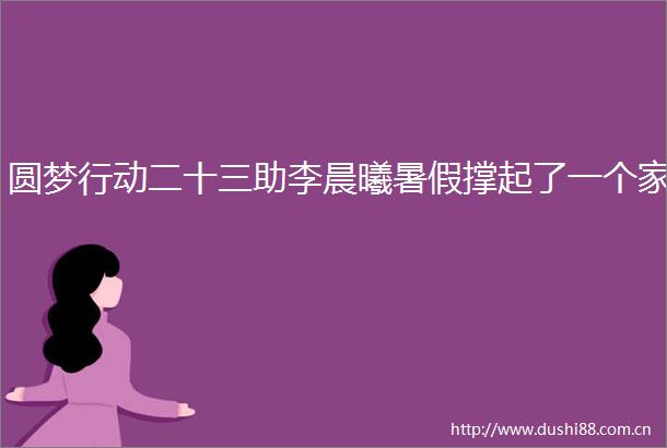 圆梦行动二十三助李晨曦暑假撑起了一个家
