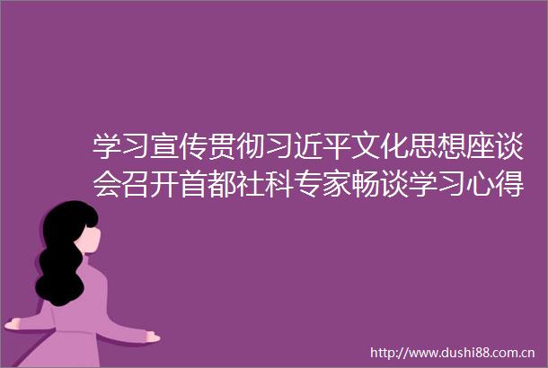 学习宣传贯彻文化思想座谈会召开首都社科专家畅谈学习心得体会