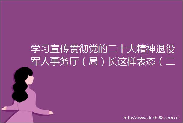 学习宣传贯彻党的二十大精神退役军人事务厅（局）长这样表态（二）
