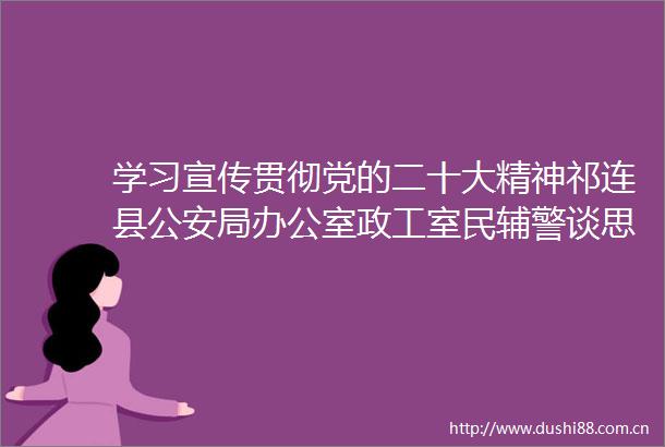 学习宣传贯彻党的二十大精神祁连县局办公室政工室民辅警谈思想谈感悟