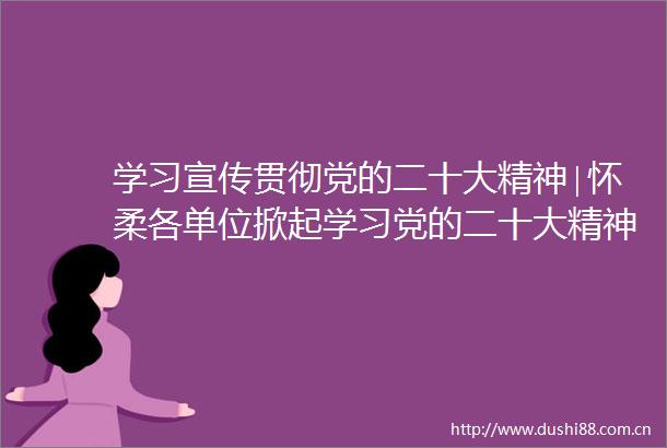 学习宣传贯彻党的二十大精神∣怀柔各单位掀起学习党的二十大精神热潮