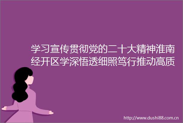 学习宣传贯彻党的二十大精神淮南经开区学深悟透细照笃行推动高质量发展