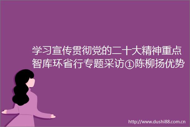 学习宣传贯彻党的二十大精神重点智库环省行专题采访①陈柳扬优势补短板务实提升江苏产业链供应链韧性和安全水平