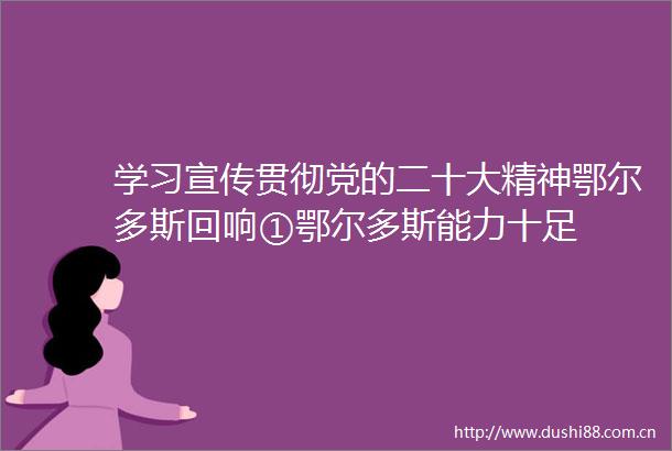 学习宣传贯彻党的二十大精神鄂尔多斯回响①鄂尔多斯能力十足